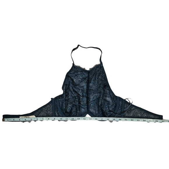 Free People Intimates Lace Halter Bralette With Underwire,  Dark Teal, Medium - Picture 16 of 16